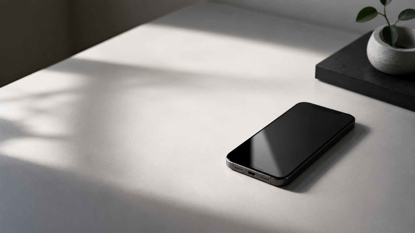 A serene, minimal workspace representing the concept of Quiet Software.